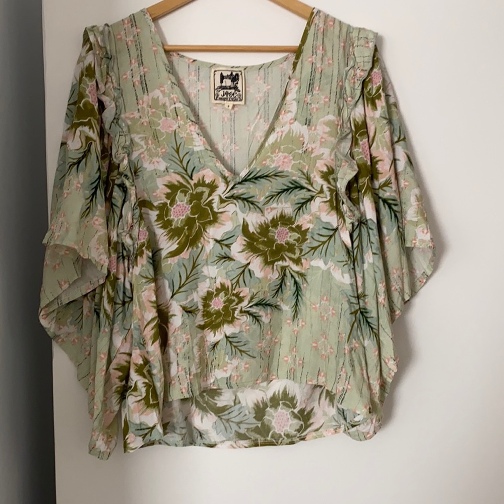 Jaase Anthropologie Bell Sleeve Blouse